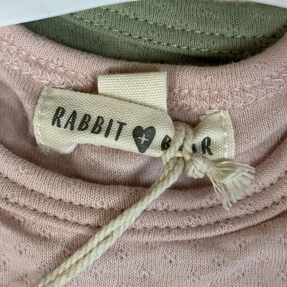 RABBIT+BEAR  Organic Cotton 6-9M Green Floral Pink One Piece Body Suit‎